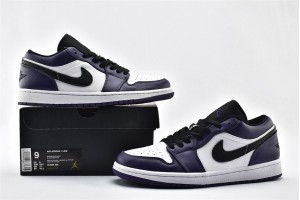 Air Jordan 1 Low Court Purple Black White 553558 500 Womens And Mens Shoes  